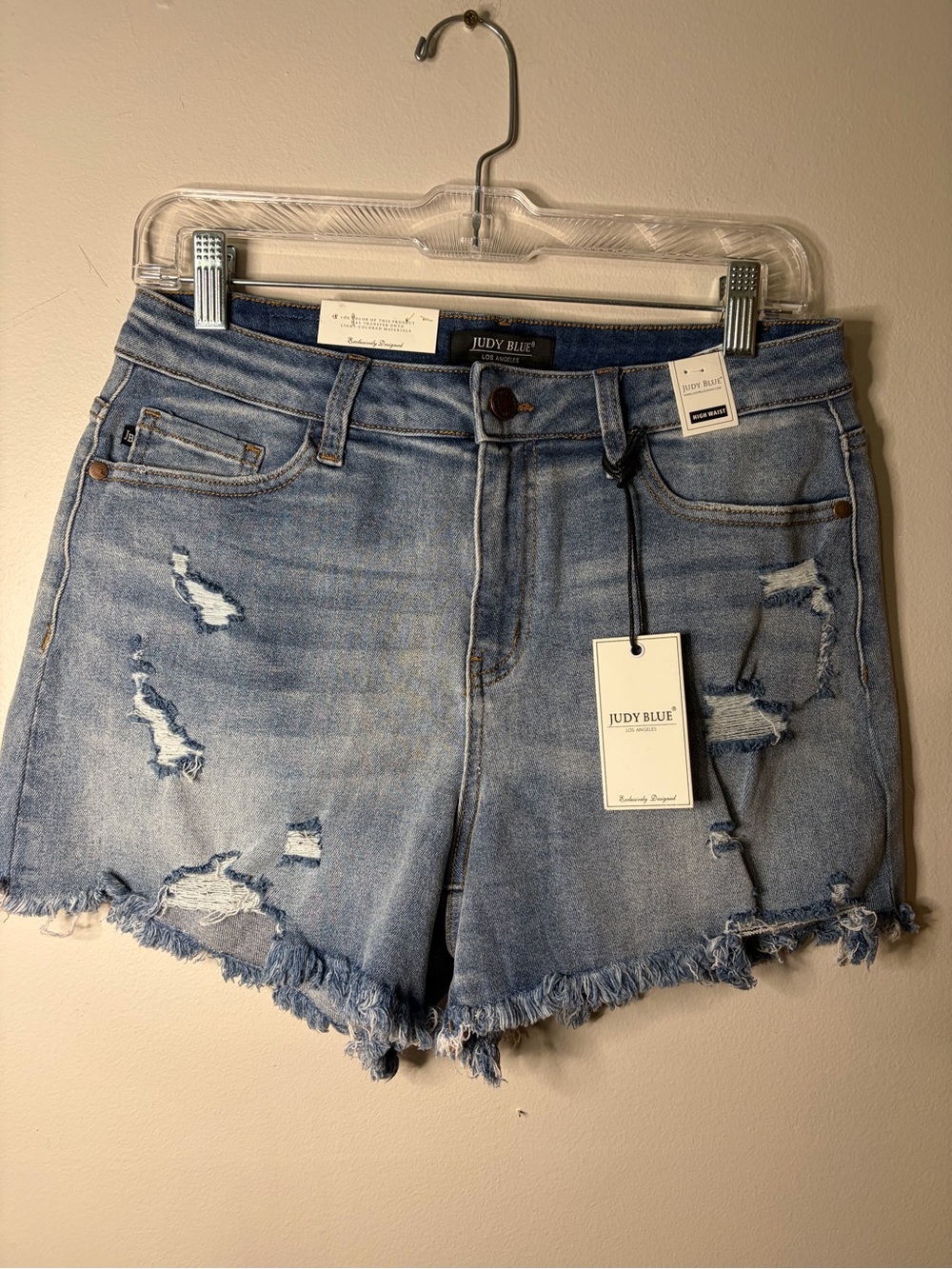 Judy Blue Med Blue Wash Distressed Denim Shorts